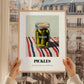 Pickles – on Striped Tablecloth, Canned Vegetables Illustration, styled in a charming Paris street view