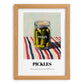 Pickles – on Striped Tablecloth, Canned Vegetables Illustration, set in oak frame