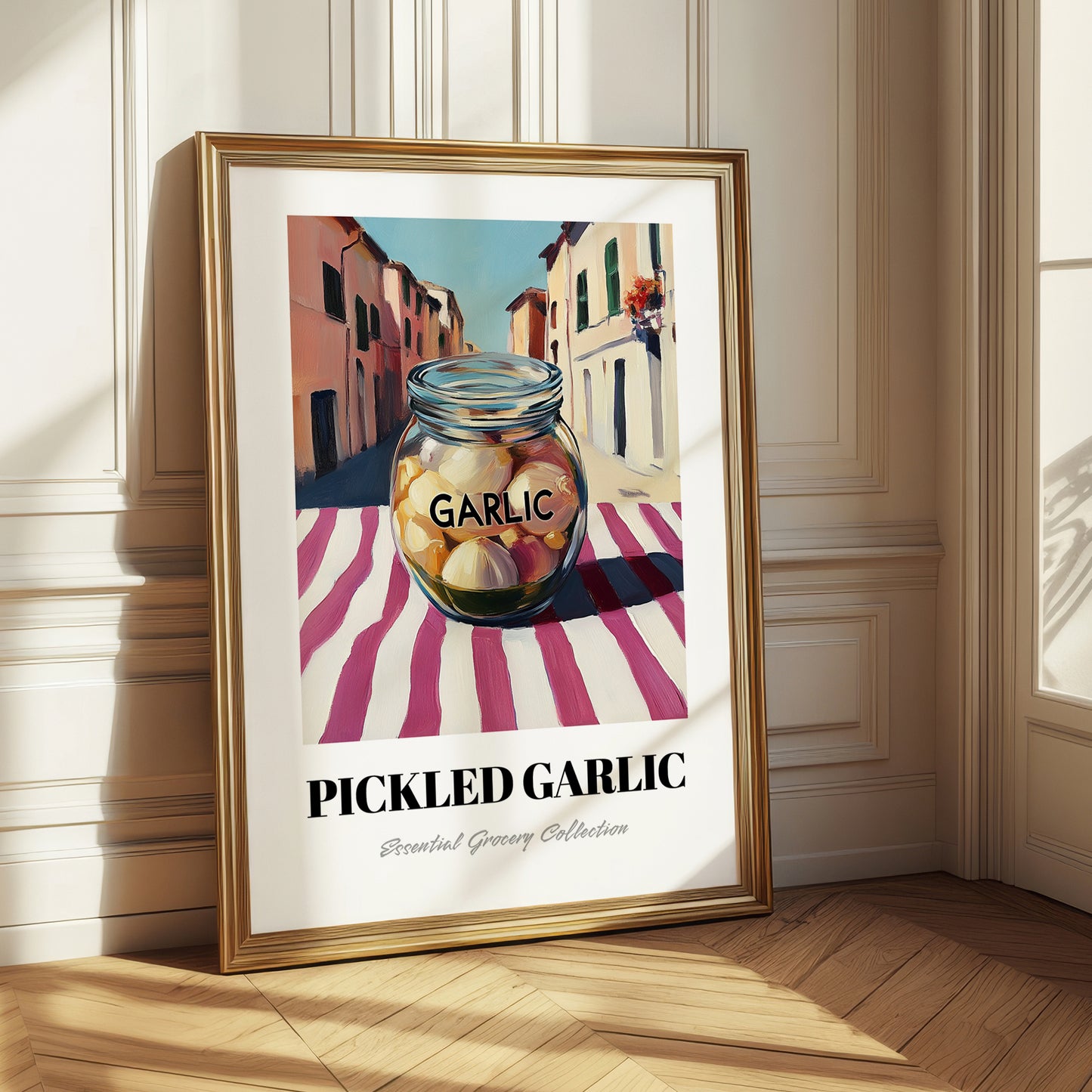Pickled Garlic – Italian Urban Café Scene, Canned Vegetables Wall Decor