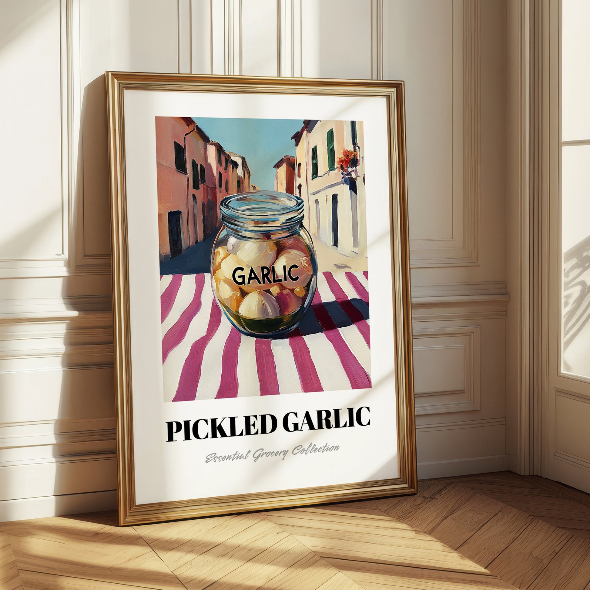 Pickled Garlic – Italian Urban Café Scene, Canned Vegetables Wall Decor