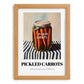 Pickled Carrots – on Striped Tablecloth, Canned Vegetables Wall Decor, set in oak frame