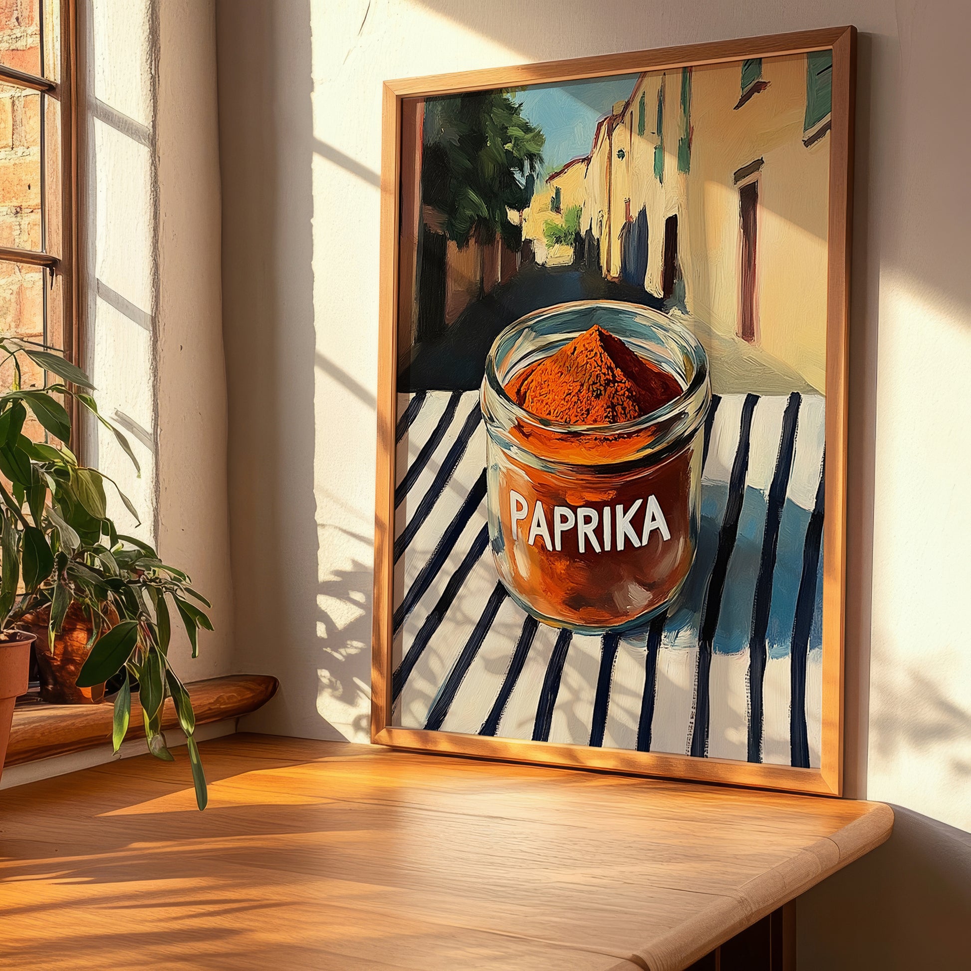 Paprika – Italian Street Café Scene, Spices Still Life, clean layout with no caption