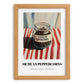 Sichuan Peppercorns – on Striped Tablecloth, Spices Wall Art, set in oak frame