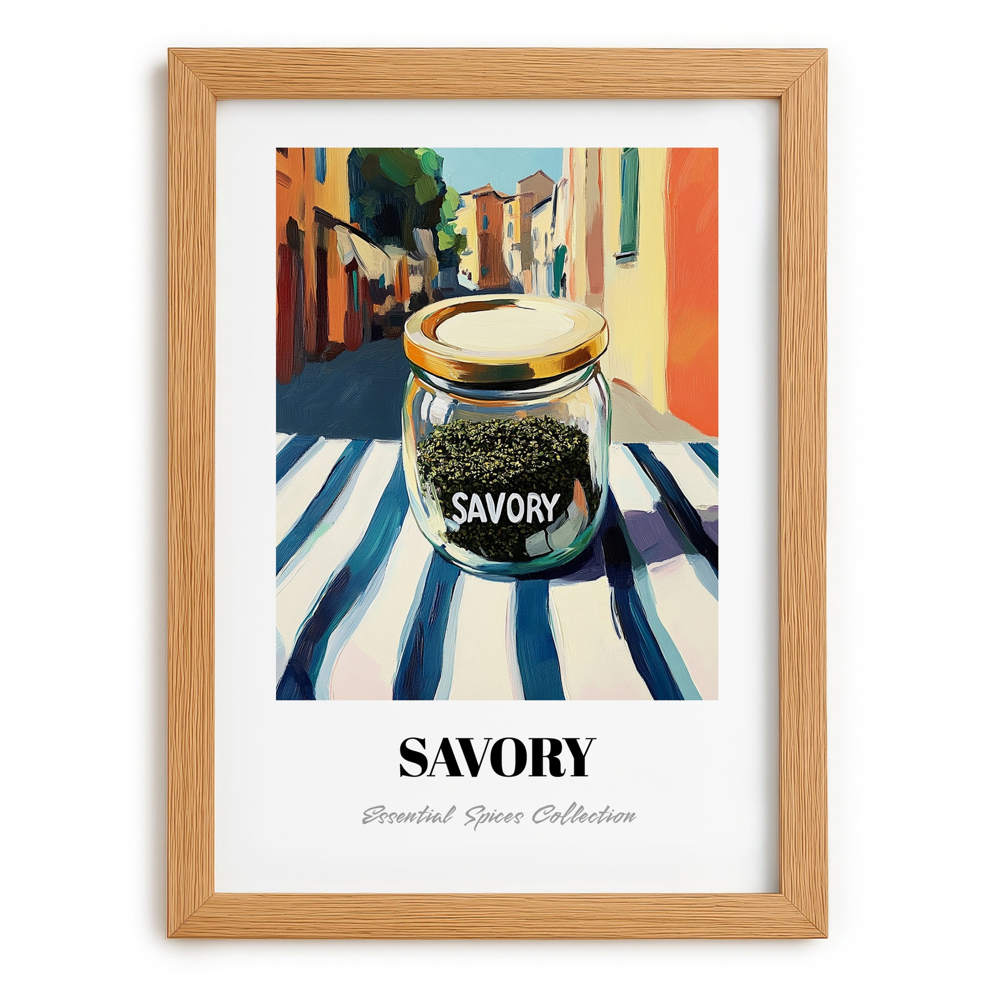 Savory – Italian Café on the Corner, Spices Wall Decor, set in oak frame