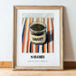 Savory – on Striped Tablecloth, Spices Still Life, in wooden frame leaning on the floor