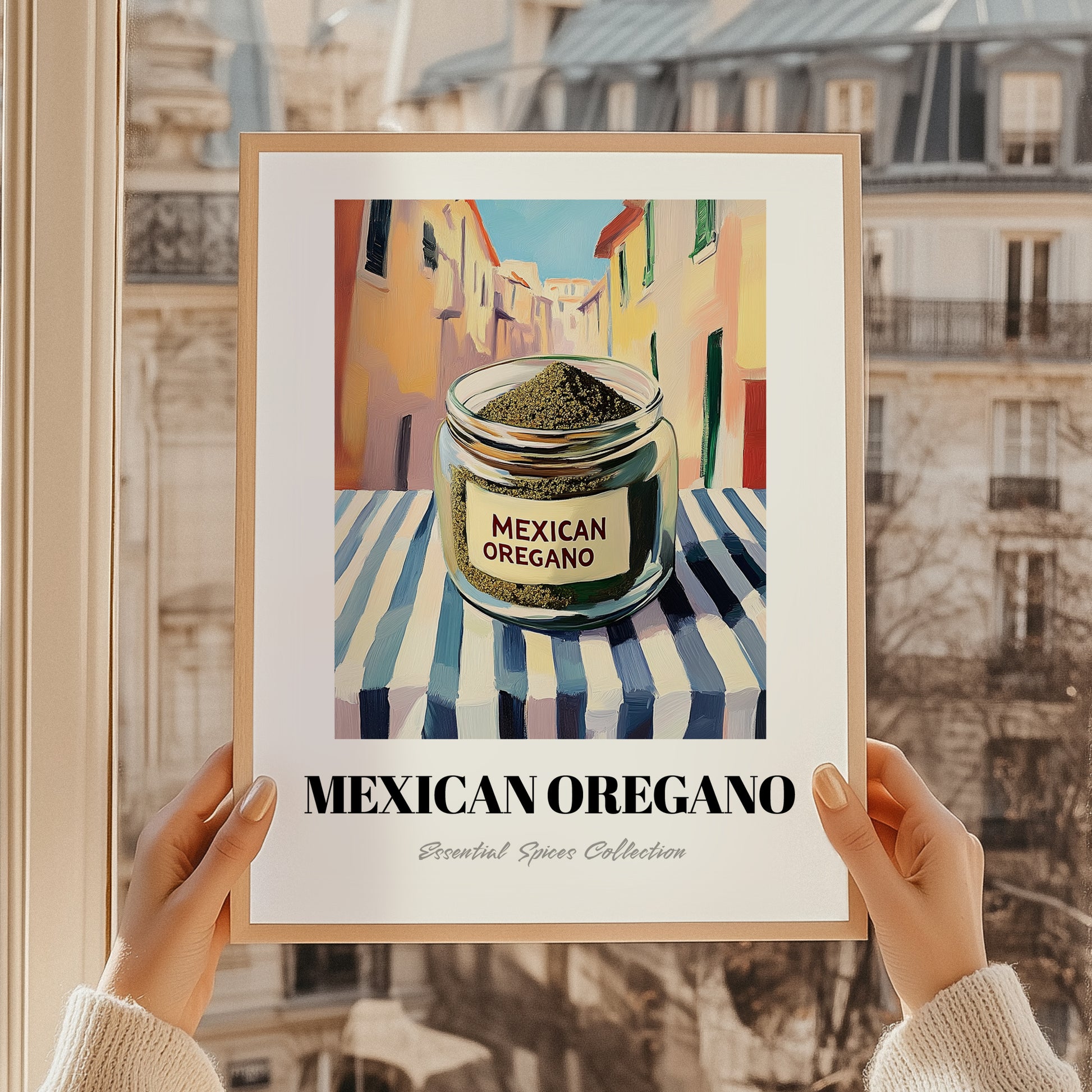 Mexican Oregano – Italian Street Café Scene, Spices Art, styled in a charming Paris street view
