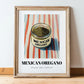 Mexican Oregano – on Striped Tablecloth, Spices Wall Poster, in wooden frame leaning on the floor