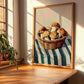 Boletus – on Striped Tablecloth, Mushrooms Painting, clean layout with no caption