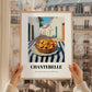Chanterelle – White village Café on the Corner, Mushrooms Wall Painting, styled in a charming Paris street view