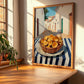 Chanterelle – White village Café on the Corner, Mushrooms Wall Painting, clean layout with no caption