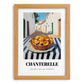 Chanterelle – White village Café on the Corner, Mushrooms Wall Painting, set in oak frame