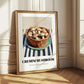 Cremini Mushroom – on Striped Tablecloth, Mushrooms Painting