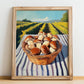 Cremini Mushroom – Green Valley Landscape, Mushrooms Art, no-text version framed in wood