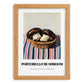 Portobello Mushroom – on Striped Tablecloth, Mushrooms Painting, set in oak frame