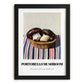 Portobello Mushroom – on Striped Tablecloth, Mushrooms Painting, in sleek black frame