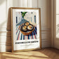 Portobello Mushroom – White village Street Café Scene, Mushrooms Illustration