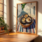 Portobello Mushroom – White village Street Café Scene, Mushrooms Illustration, clean layout with no caption