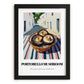 Portobello Mushroom – White village Street Café Scene, Mushrooms Illustration, in sleek black frame