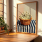 Enoki Mushroom – on Striped Tablecloth, Mushrooms Wall Print, clean layout with no caption