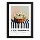 Enoki Mushroom – on Striped Tablecloth, Mushrooms Wall Print, in sleek black frame