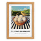 Puffball Mushroom – Green Valley Landscape, Mushrooms Illustration, set in oak frame