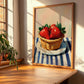 Strawberry – on Striped Tablecloth, Berries Wall Decor, clean layout with no caption