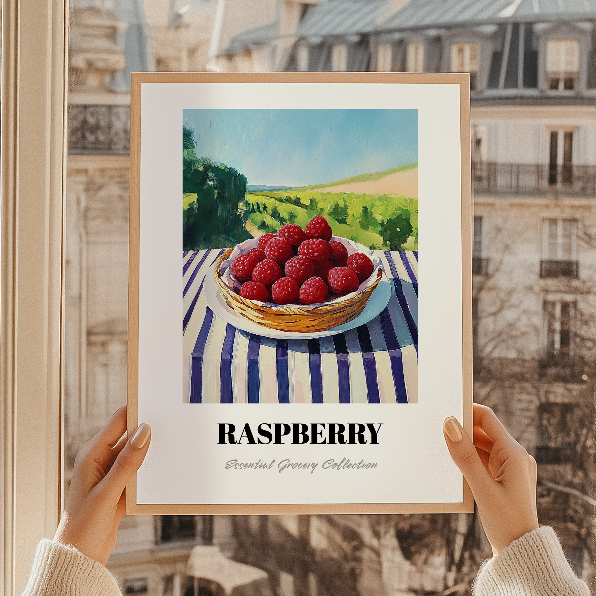 Raspberry – Valley Café Scene, Berries Wall Decor, styled in a charming Paris street view