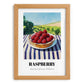 Raspberry – Valley Café Scene, Berries Wall Decor, set in oak frame