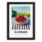Raspberry – Valley Café Scene, Berries Wall Decor, in sleek black frame