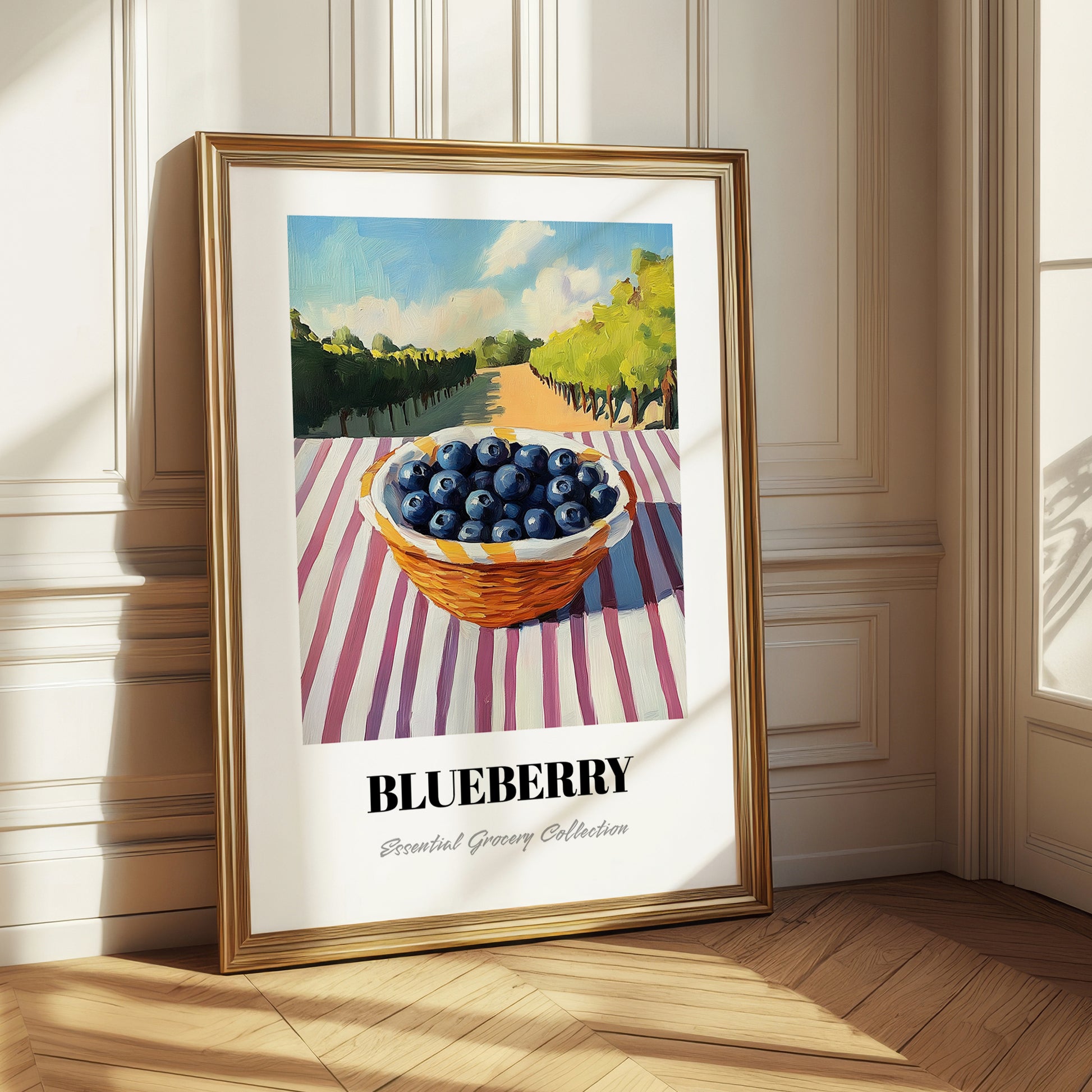 Blueberry – Green Valley Landscape, Berries Painting