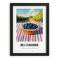 Blueberry – Green Valley Landscape, Berries Painting, in sleek black frame