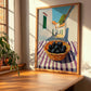Blackberry – White village Street Café Scene, Berries Print, clean layout with no caption