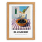 Blackberry – White village Street Café Scene, Berries Print, set in oak frame