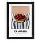 Cranberry – on Striped Tablecloth, Berries Poster, in sleek black frame