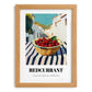 Redcurrant – White village Street Café Scene, Berries Still Life, set in oak frame