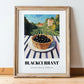 Blackcurrant – Green Valley Landscape, Berries Still Life, in wooden frame leaning on the floor