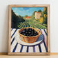 Blackcurrant – Green Valley Landscape, Berries Still Life, no-text version framed in wood