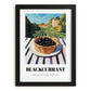 Blackcurrant – Green Valley Landscape, Berries Still Life, in sleek black frame