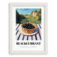 Blackcurrant – Green Valley Landscape, Berries Still Life, placed in minimal white frame