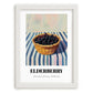Elderberry – on Striped Tablecloth, Berries Illustration, placed in minimal white frame