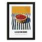 Goji – on Striped Tablecloth, Berries Wall Decor, in sleek black frame