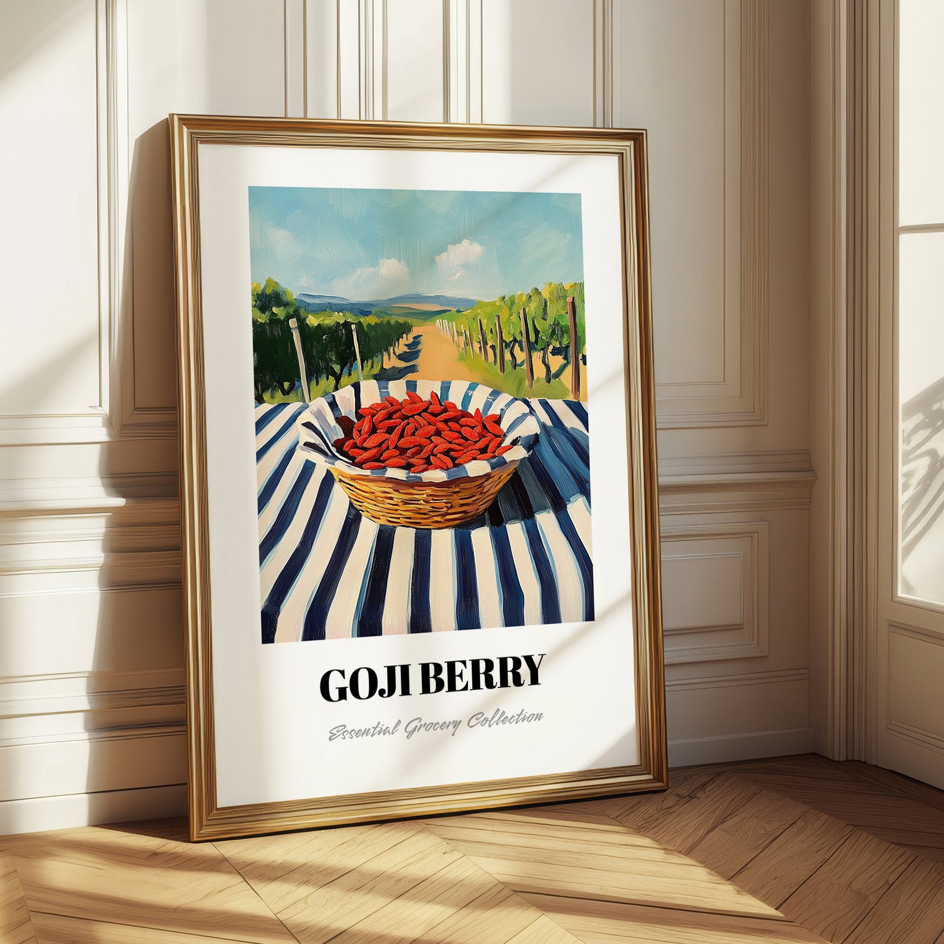 Goji – Green Valley Landscape, Berries Wall Art