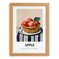 Apple – on Striped Tablecloth, Fruit Painting, set in oak frame