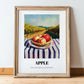 Apple – Valley Café Scene, Fruit Illustration, in wooden frame leaning on the floor