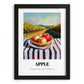 Apple – Valley Café Scene, Fruit Illustration, in sleek black frame