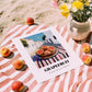 Grapefruit – White village Urban Café Scene, Fruit Wall Art, unframed on coastal sand