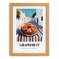 Grapefruit – White village Urban Café Scene, Fruit Wall Art, set in oak frame