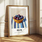 Plum – on Striped Tablecloth, Fruit Print