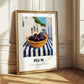 Plum – White village Urban Café Scene, Fruit Wall Illustration