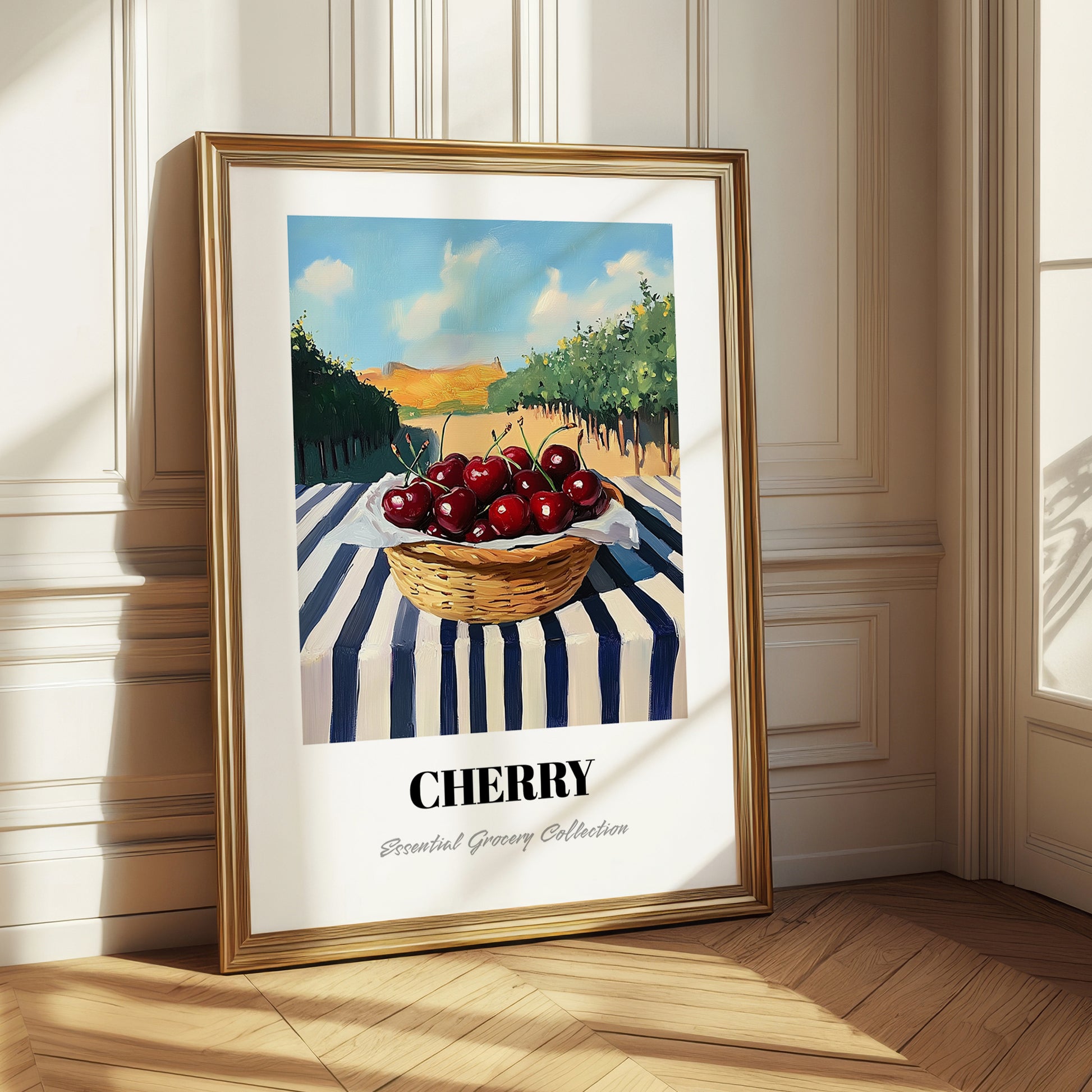 Cherry – Green Valley Landscape, Fruit Poster
